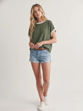 Olive Round Neck Knit Top