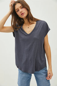 Charcoal Flowy Tee