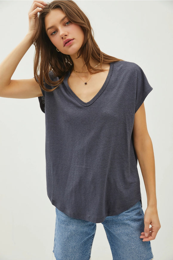 Charcoal Flowy Tee
