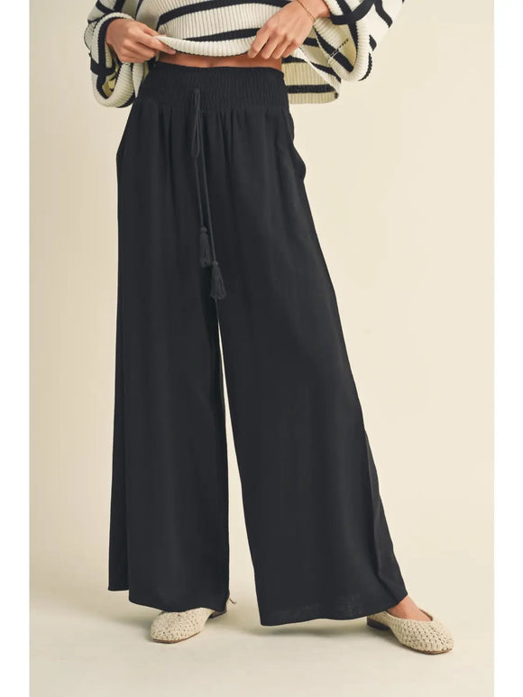 Paige Cotton Linen Smocked Waist Pants with