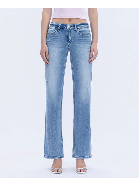 Alleah Mid Rise Full Length Slim Wide Jeans