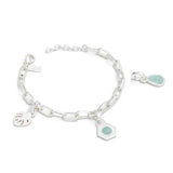 Interchangeable Charm Bracelet - Amazonite/Courage/Silver