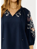 Fiona Floral Embroidered Split Neck Blouse