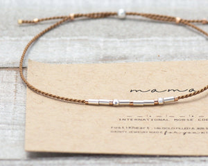 "Mama" Morse Code Bracelet Pale Rose