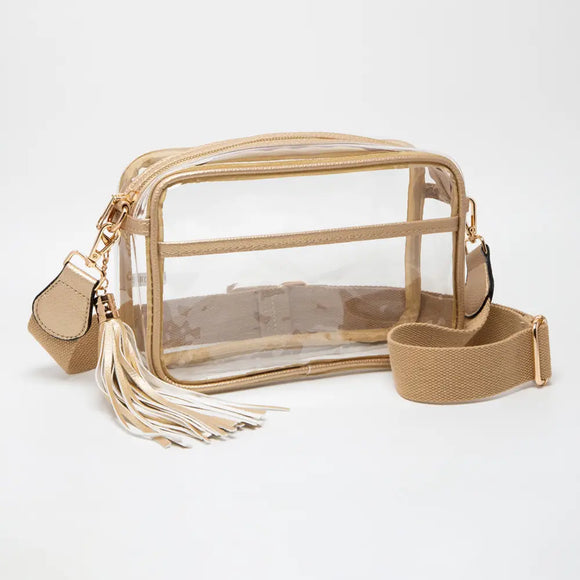 Transparent Tassel Crossbody Clear Gold Bag