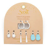 Interchangeable Charm Earring - Turquoise/Sky/Silver