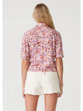 Floral Flutter Sleeve Collared Wrap Top