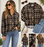 Soft Knit Plaid Button Up