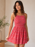 Firecracker Shirred Mini Dress