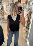 Black Skylar Sleeveless Sweater Tee