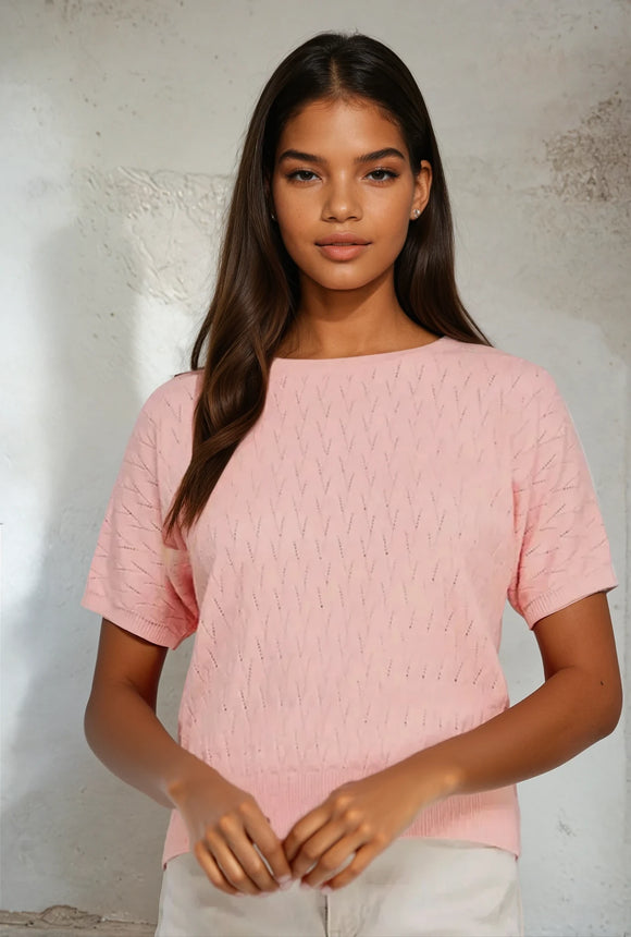 Short Sleeve Sweater pink