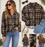 Soft Knit Plaid Button Up