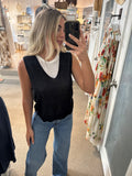 Black Skylar Sleeveless Sweater Tee