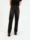 City High Rise Straight Leg in Black Double Dip