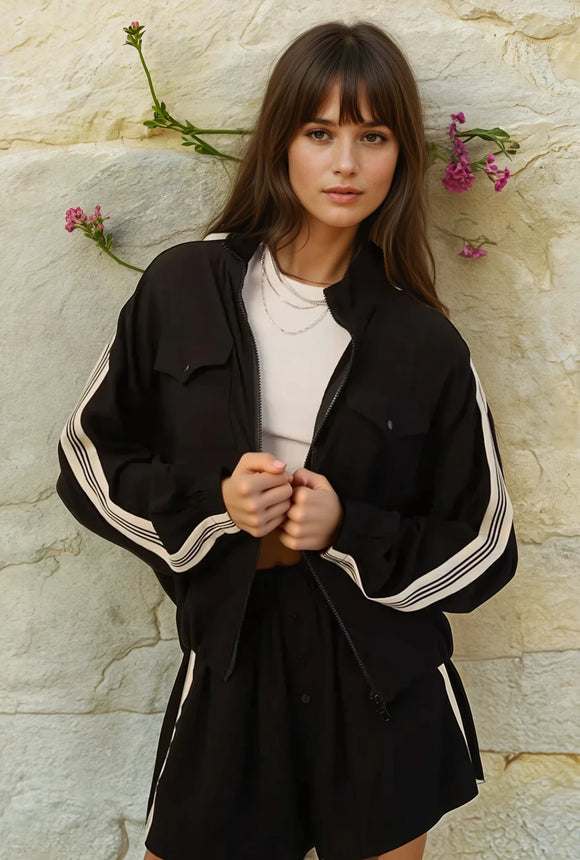Sadie Sporty Stripe Zip Up