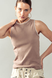 Kyla Knit RIbbed Tank Taupe