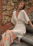 Floral V-Neck Smocked Waist Maxi Dress