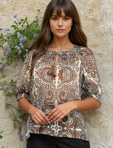 Peasant Coffee Blouse