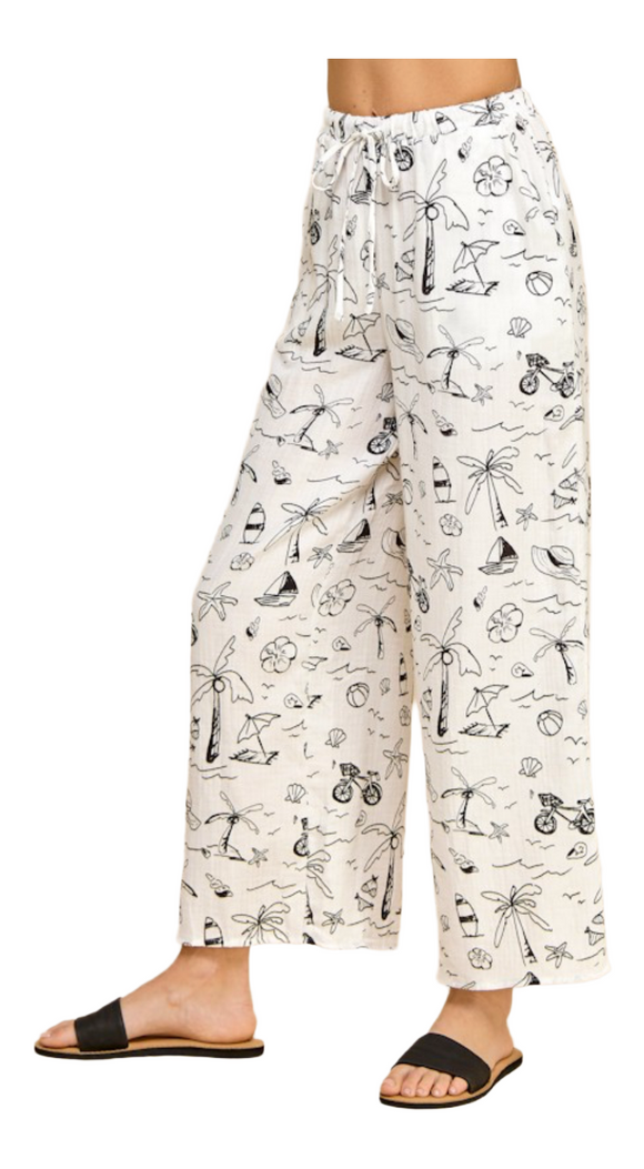 Beach Printed Pull on Pants