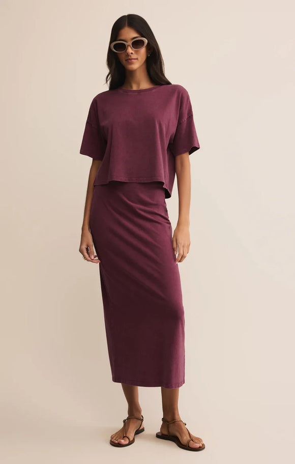 Z Supply Gail Midi Skirt Burgundy