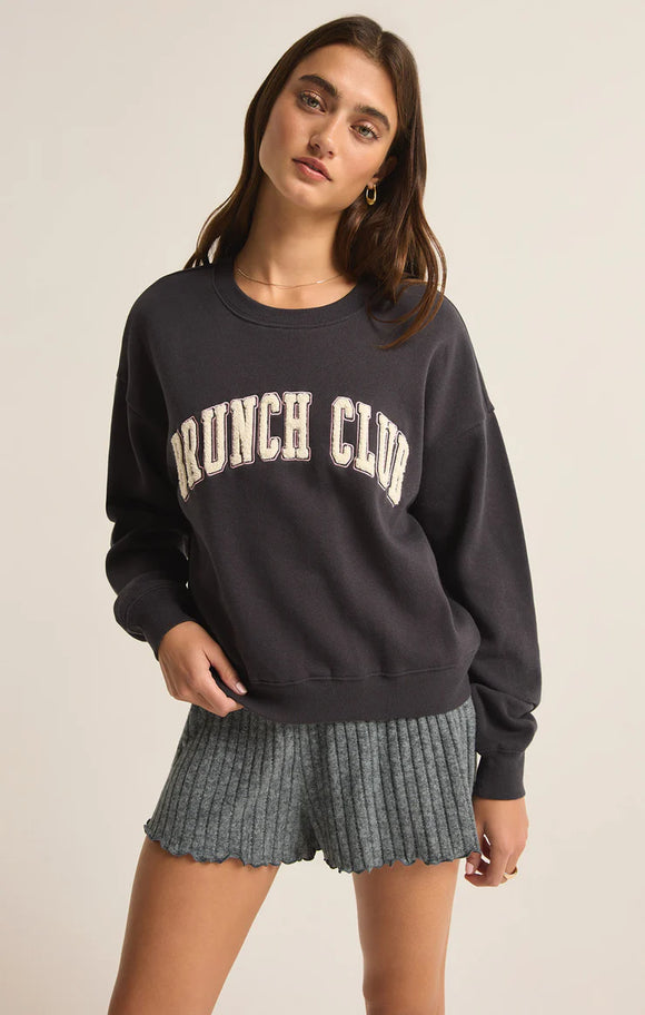 Z Supply Brunch Club Sweatshirt Black Sand