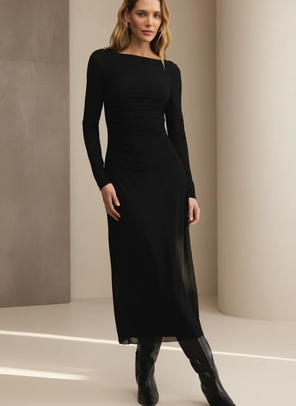 Z Supply Spellbound Mesh Midi Dress in Black