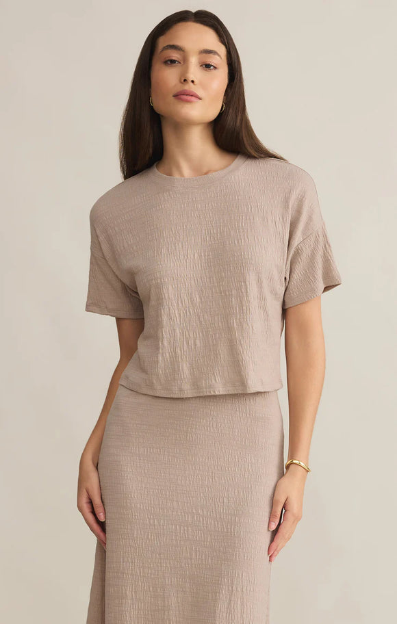 Z Supply Textured Slub Cropped Tee in Parchment