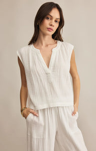 Z Supply Cliffside V-neck Airy Top in White