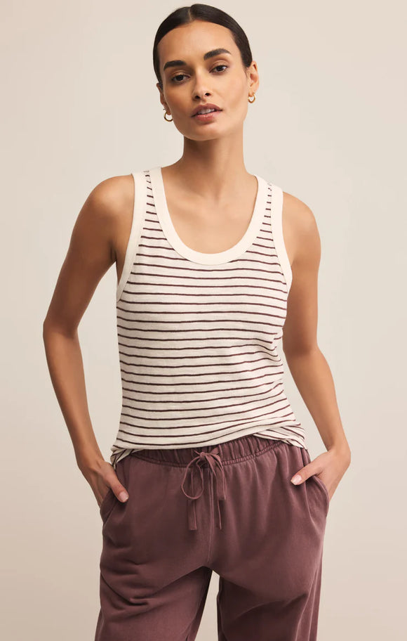Z Supply Perfect Striped Tank Sandalwood