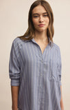 Z Supply River Plaid Button Up in Blue Velvet