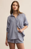 Z Supply River Plaid Button Up in Blue Velvet