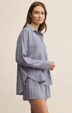 Z Supply River Plaid Button Up in Blue Velvet