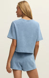 Z Supply Curran Knit Denim Cropped Sweatshirt