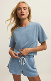 Z Supply Curran Knit Denim Cropped Sweatshirt