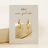 Jax Kelly Cross Gold Hoops