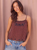 Evelyn Embroidered Ginghan Tank