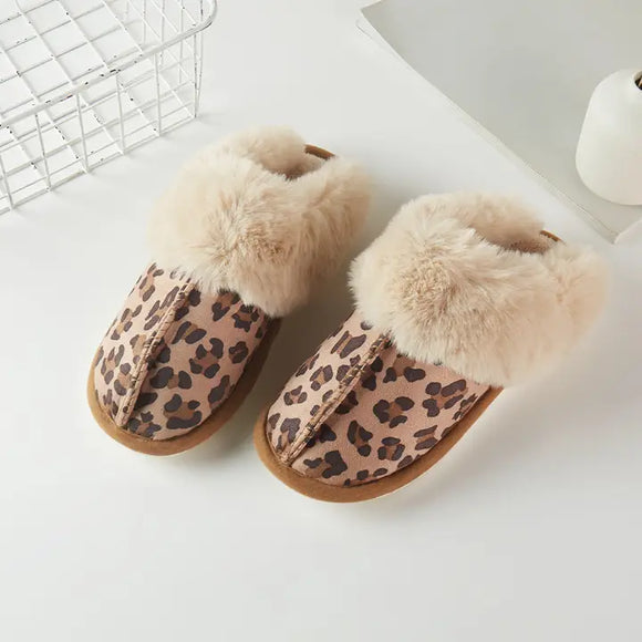 Leopard Suede Slippers