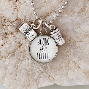 Books & Coffee Charm Necklace