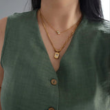 Gold Double Chain Heart Pendant Necklace