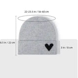 Grey and Black Heart Embroidered Beanie