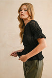 Sienna Short Sleeve Black Lace Blouse
