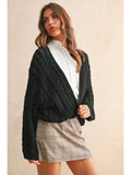 Cate Cable Knit Black Cardigan