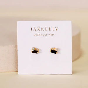 Jax Kelly Baguette Cluster - Black Cz - Gold Earrings