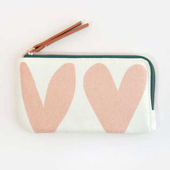 Double Pink Heart padded pouch