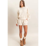 Kozy  Ivory Contrast textured shorts 2 colors