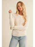 Emily Cream Ribbed Cardigan