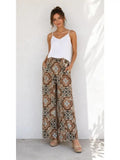 Linen Blend Mosaic Print Pant