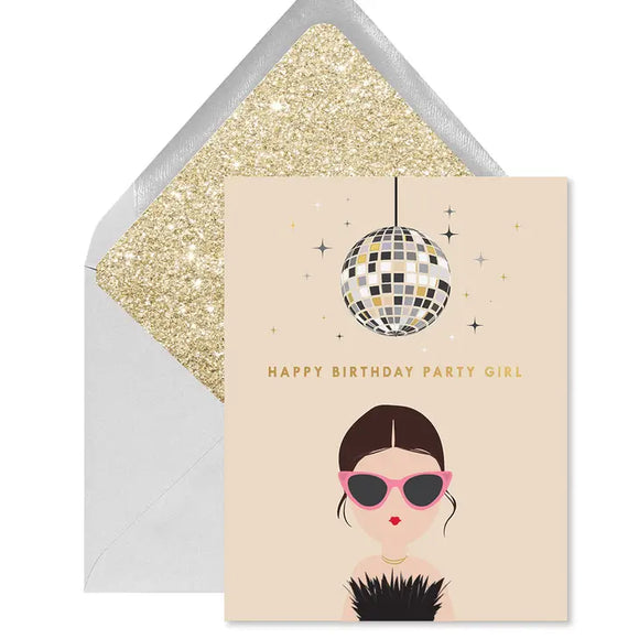 Disco Party Girl Birthday card