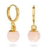 Rose Quartz Orb Huggie Hoops