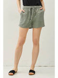 Tessa Dusty Olive Drawstring Shorts